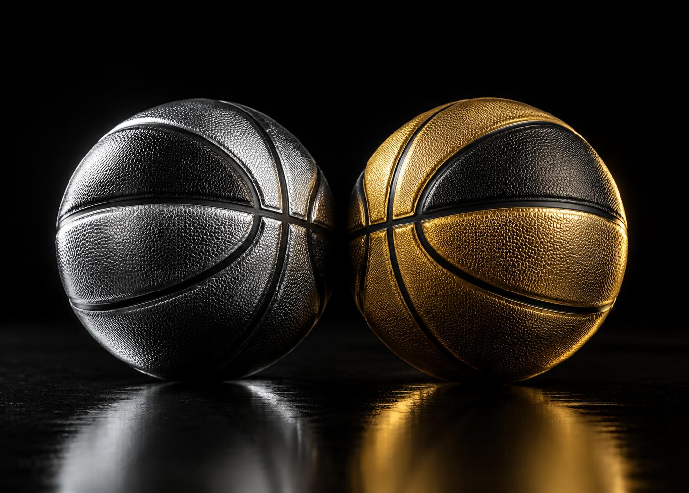 Platinum and Gold weighted mini basketballs together